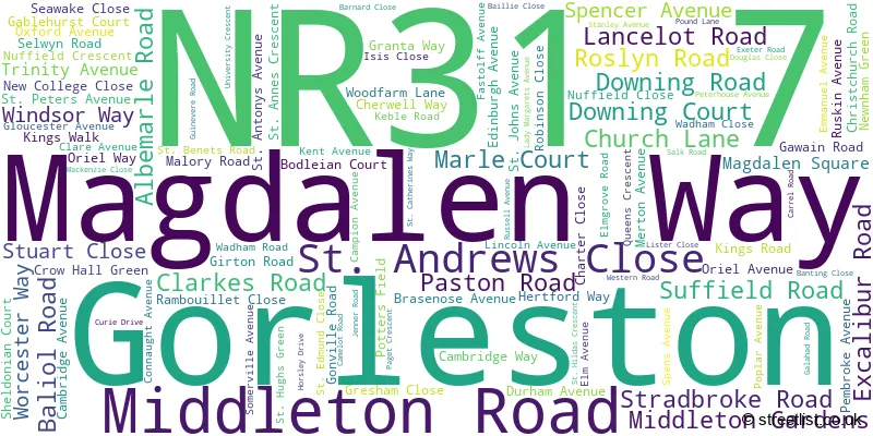 A word cloud for the NR31 7 postcode